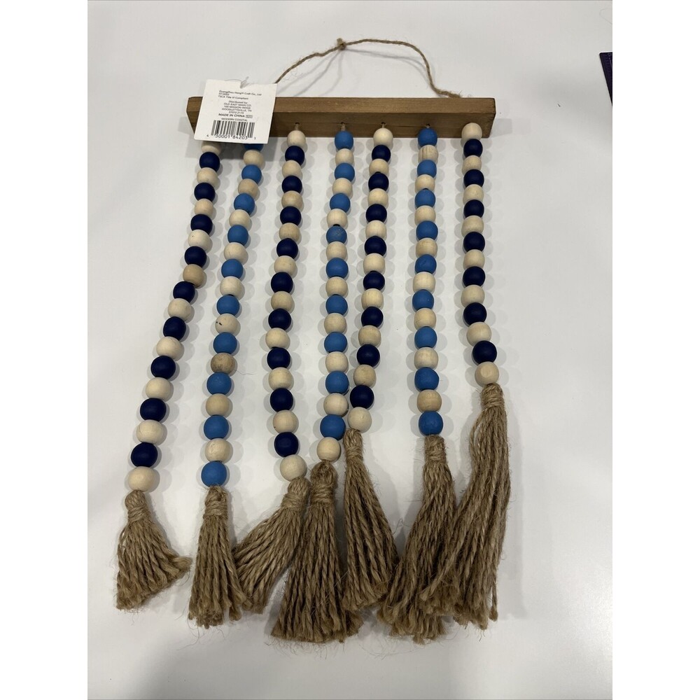 New With Tags Hanging Wall Beads Farmhouse BOHIO Style Decor 9X14 inches.